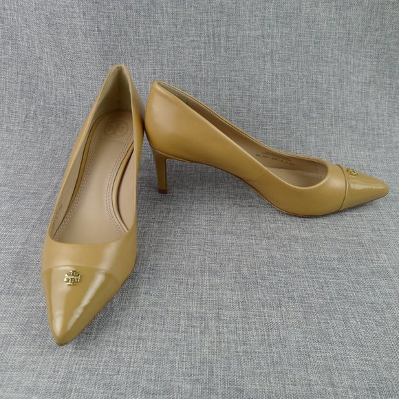 Tory Burch Nude/Tan Leather Stiletto Pumps Size 6 - Picture 5 of 16